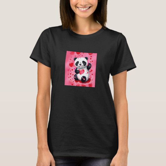 Valentine's Day Love Heart Panda Girlfriend Fiancé T-shirt (Voorkant)