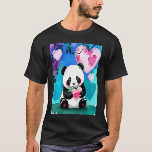 Valentine's Day Love Heart Panda Girlfriend Fiancé T-shirt (Voorkant)