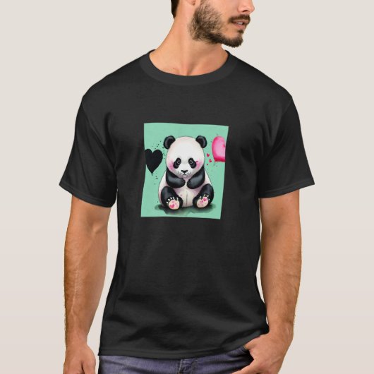 Valentine's Day Love Heart Panda Girlfriend Fiancé T-shirt (Voorkant)