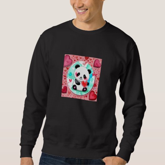 Valentine's Day Love Heart Panda Girlfriend Fiancé Trui (Voorkant)
