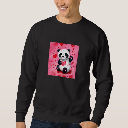 Valentine's Day Love Heart Panda Girlfriend Fiancé Trui (Voorkant)