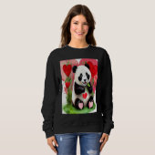 Valentine's Day Love Heart Panda Girlfriend Fiancé Trui (Voorkant volledig)