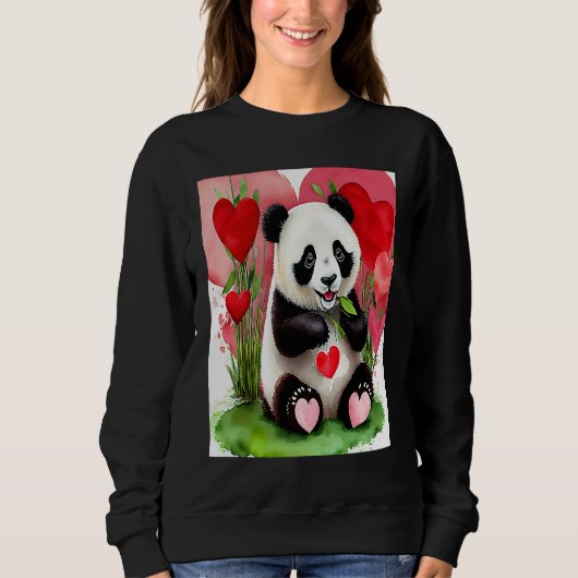 Valentine's Day Love Heart Panda Girlfriend Fiancé Trui (Voorkant)