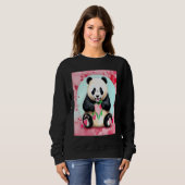 Valentine's Day Love Heart Panda Girlfriend Fiancé Trui (Voorkant volledig)