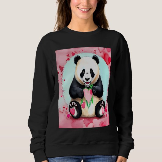 Valentine's Day Love Heart Panda Girlfriend Fiancé Trui (Voorkant)