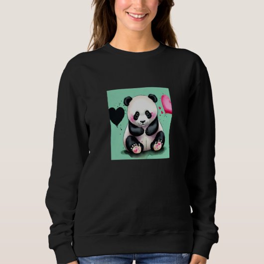 Valentine's Day Love Heart Panda Girlfriend Fiancé Trui (Voorkant)