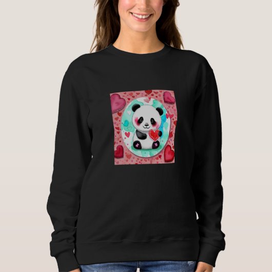 Valentine's Day Love Heart Panda Girlfriend Fiancé Trui (Voorkant)