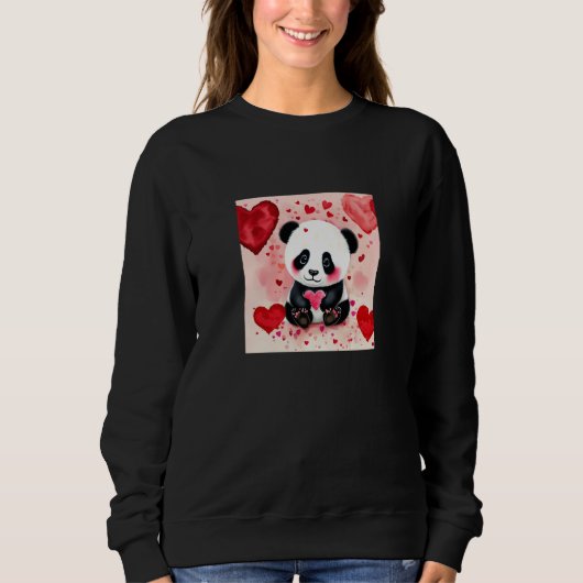 Valentine's Day Love Heart Panda Girlfriend Fiancé Trui (Voorkant)