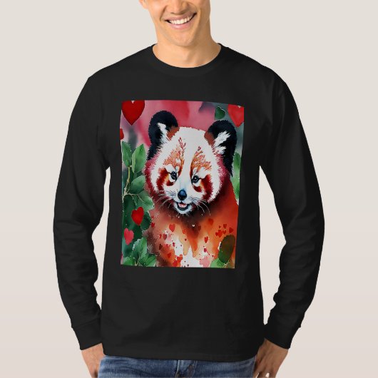 Valentine's Day Love Heart Red Panda Girlfriend Fi T-shirt (Voorkant)