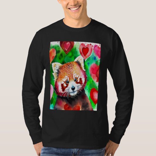 Valentine's Day Love Heart Red Panda Girlfriend Fi T-shirt (Voorkant)