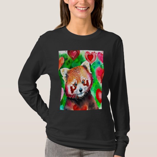 Valentine's Day Love Heart Red Panda Girlfriend Fi T-shirt (Voorkant)