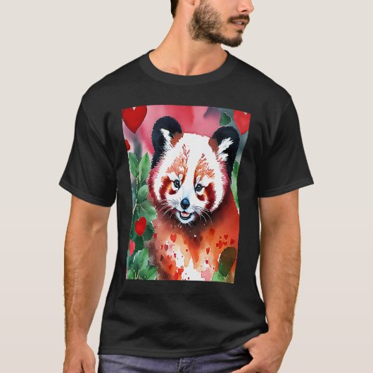 Valentine's Day Love Heart Red Panda Girlfriend Fi T-shirt (Voorkant)