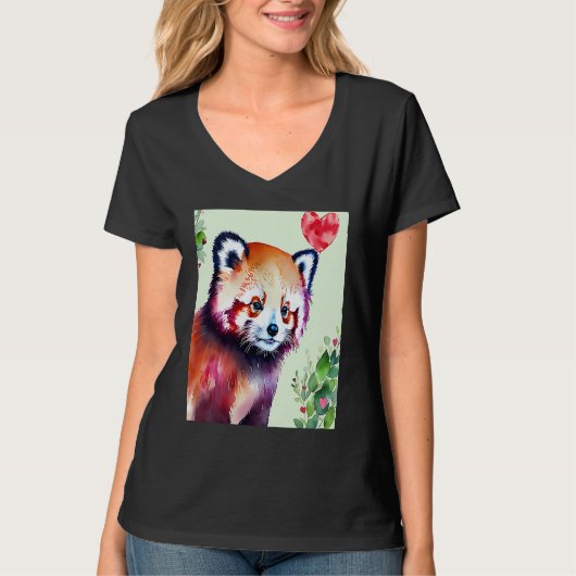 Valentine's Day Love Heart Red Panda Girlfriend Fi T-shirt (Voorkant)