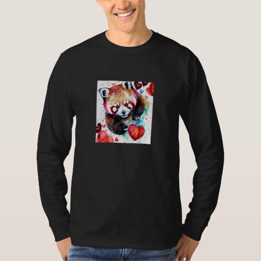 Valentine's Day Love Heart Red Panda Girlfriend Fi T-shirt (Voorkant)