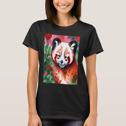 Valentine's Day Love Heart Red Panda Girlfriend Fi T-shirt (Voorkant)