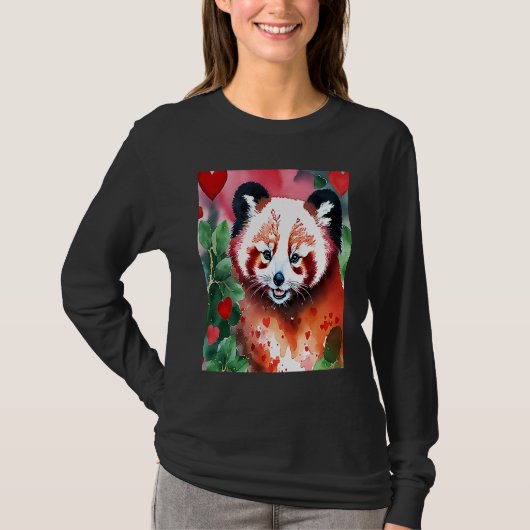 Valentine's Day Love Heart Red Panda Girlfriend Fi T-shirt (Voorkant)