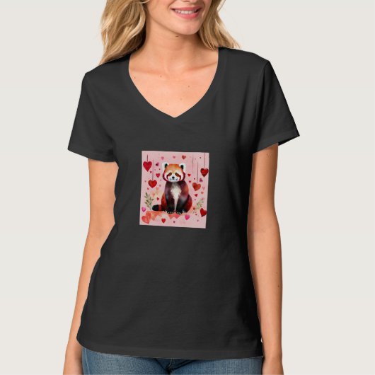 Valentine's Day Love Heart Red Panda Girlfriend Fi T-shirt (Voorkant)