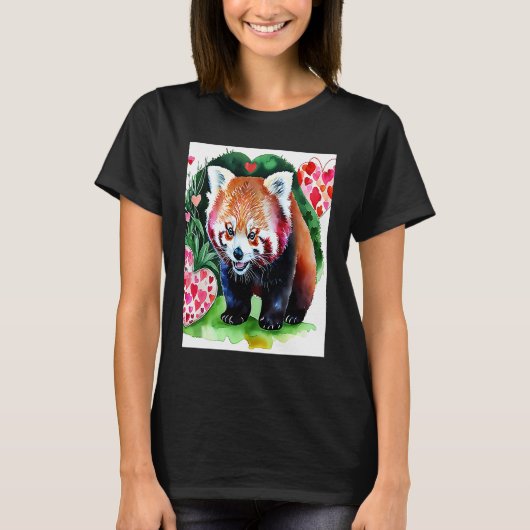 Valentine's Day Love Heart Red Panda Girlfriend Fi T-shirt (Voorkant)