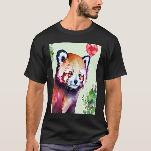 Valentine's Day Love Heart Red Panda Girlfriend Fi T-shirt (Voorkant)