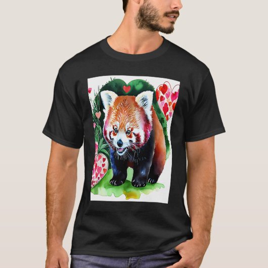 Valentine's Day Love Heart Red Panda Girlfriend Fi T-shirt (Voorkant)