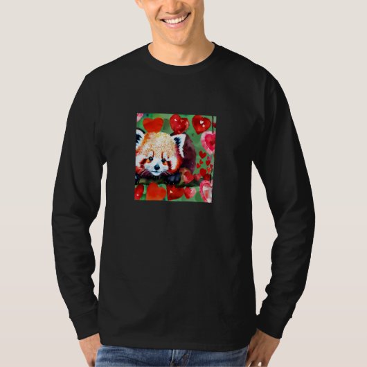 Valentine's Day Love Heart Red Panda Girlfriend Fi T-shirt (Voorkant)