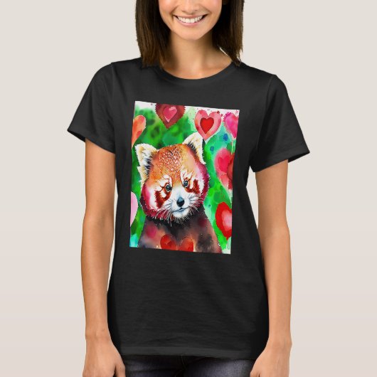Valentine's Day Love Heart Red Panda Girlfriend Fi T-shirt (Voorkant)