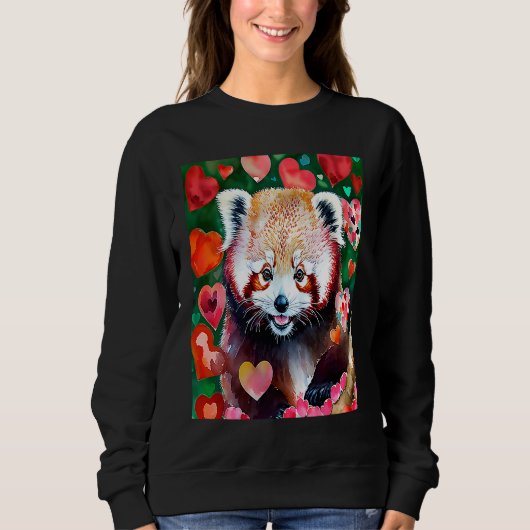 Valentine's Day Love Heart Red Panda Girlfriend Fi Trui (Voorkant)