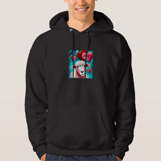 Valentine's Day Love Heart Sheep Girlfriend Fiancé Hoodie (Voorkant)