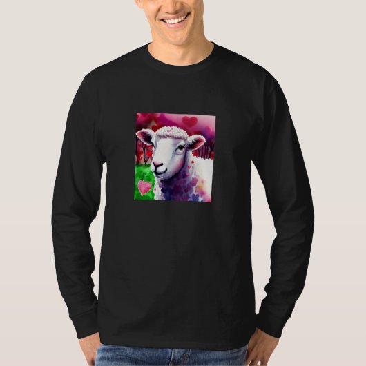 Valentine's Day Love Heart Sheep Girlfriend Fiancé T-shirt (Voorkant)