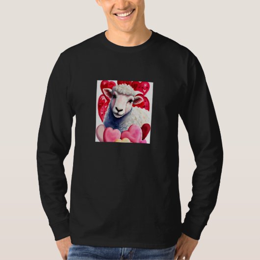 Valentine's Day Love Heart Sheep Girlfriend Fiancé T-shirt (Voorkant)