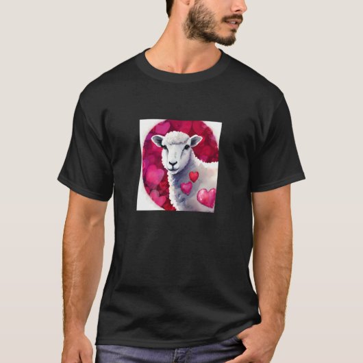 Valentine's Day Love Heart Sheep Girlfriend Fiancé T-shirt (Voorkant)
