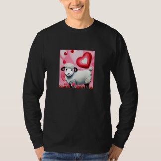 Valentine's Day Love Heart Sheep Girlfriend Fiancé T-shirt