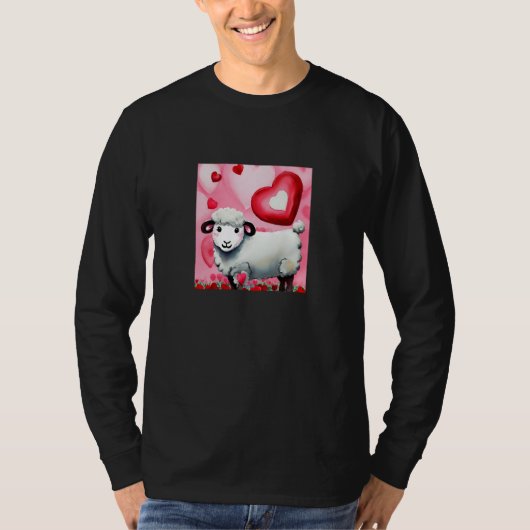 Valentine's Day Love Heart Sheep Girlfriend Fiancé T-shirt (Voorkant)