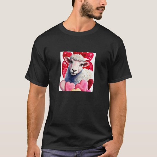 Valentine's Day Love Heart Sheep Girlfriend Fiancé T-shirt (Voorkant)