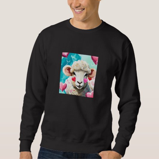 Valentine's Day Love Heart Sheep Girlfriend Fiancé Trui (Voorkant)