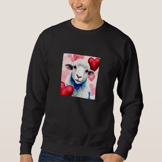 Valentine's Day Love Heart Sheep Girlfriend Fiancé Trui (Voorkant)