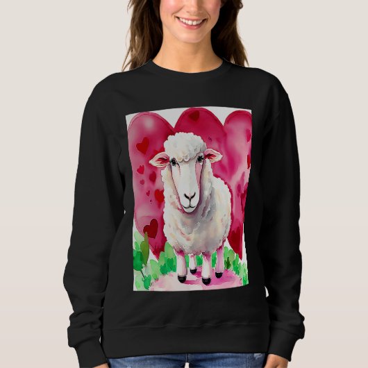 Valentine's Day Love Heart Sheep Girlfriend Fiancé Trui (Voorkant)