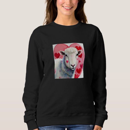 Valentine's Day Love Heart Sheep Girlfriend Fiancé Trui (Voorkant)