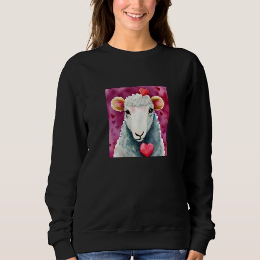 Valentine's Day Love Heart Sheep Girlfriend Fiancé Trui (Voorkant)