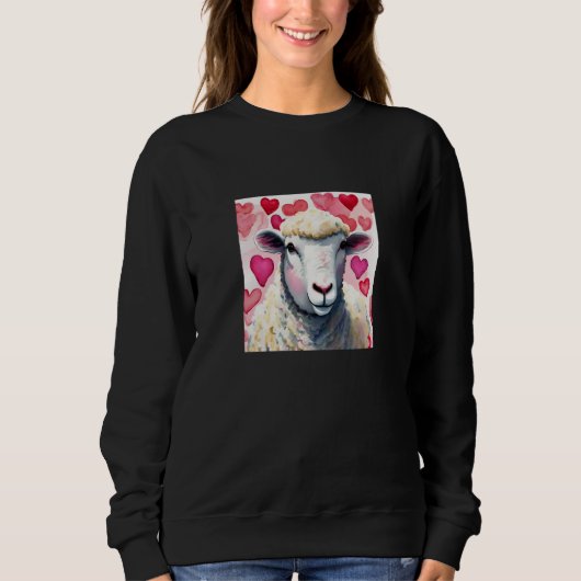 Valentine's Day Love Heart Sheep Girlfriend Fiancé Trui (Voorkant)