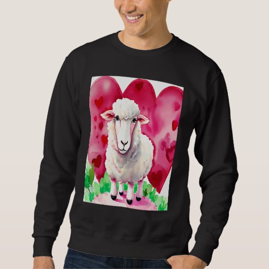 Valentine's Day Love Heart Sheep Girlfriend Fiancé Trui (Voorkant)