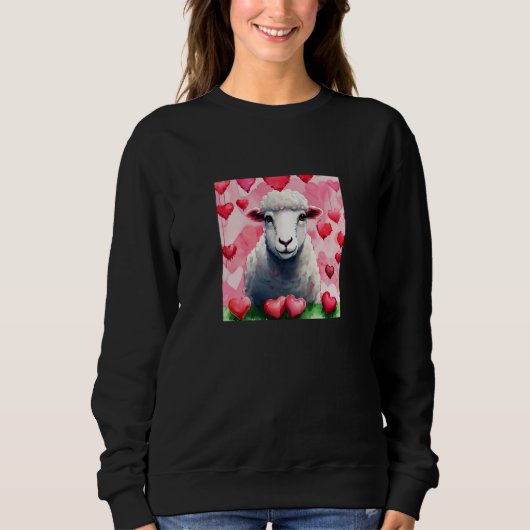 Valentine's Day Love Heart Sheep Girlfriend Fiancé Trui (Voorkant)