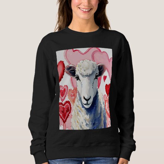 Valentine's Day Love Heart Sheep Girlfriend Fiancé Trui (Voorkant)