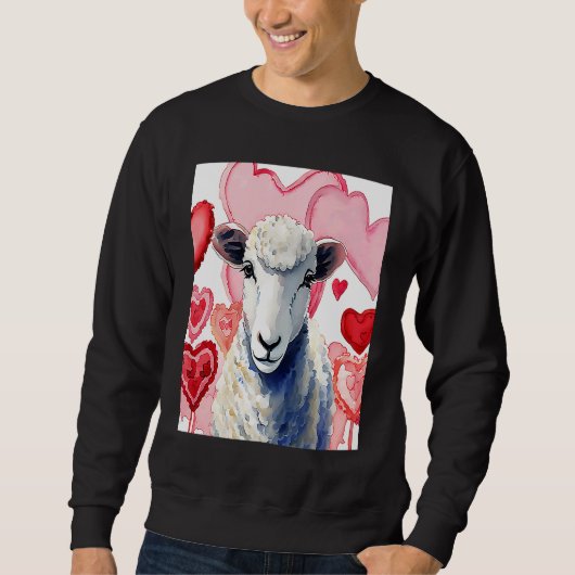 Valentine's Day Love Heart Sheep Girlfriend Fiancé Trui (Voorkant)