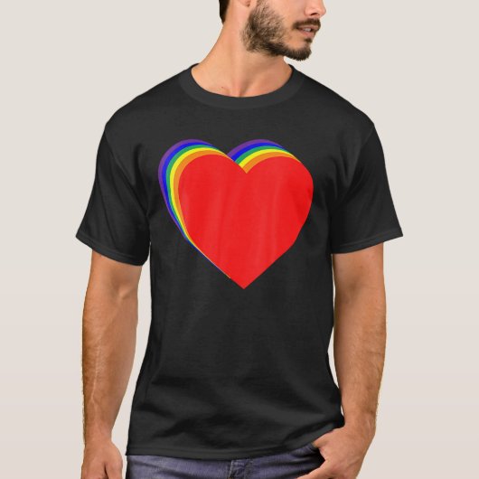 Valentines Day Love Hearts LGBT Gay Pride Flag Equ T-shirt (Voorkant)