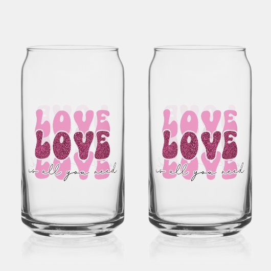 Valentine's Day "Love Love Love" Blikvorm Glas (Voorkant)