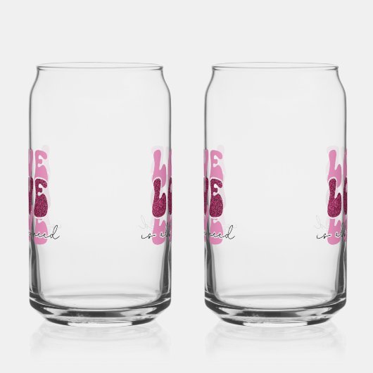 Valentine's Day "Love Love Love" Blikvorm Glas (Links)