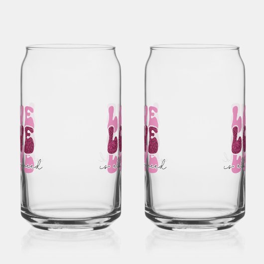 Valentine's Day "Love Love Love" Blikvorm Glas (Rechts)