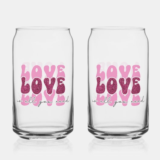 Valentine's Day "Love Love Love" Blikvorm Glas (Achterkant)