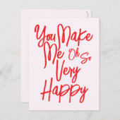 Valentine's Day Love You Make Me Happy Card. Briefkaart (Voorkant / Achterkant)
